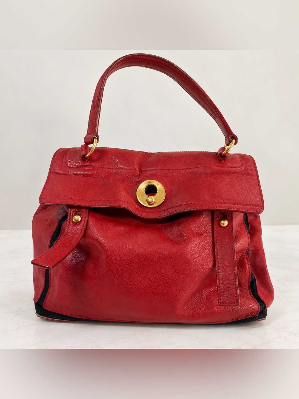 YSL Yves Saint Laurent Muse Two Red Leather Handbag
